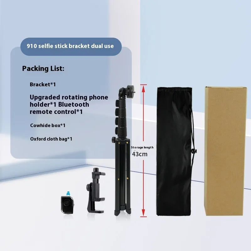 Aluminium alloy 16m retractable floor selfie stick bracket with universal phone holder and 910 selfie stand options