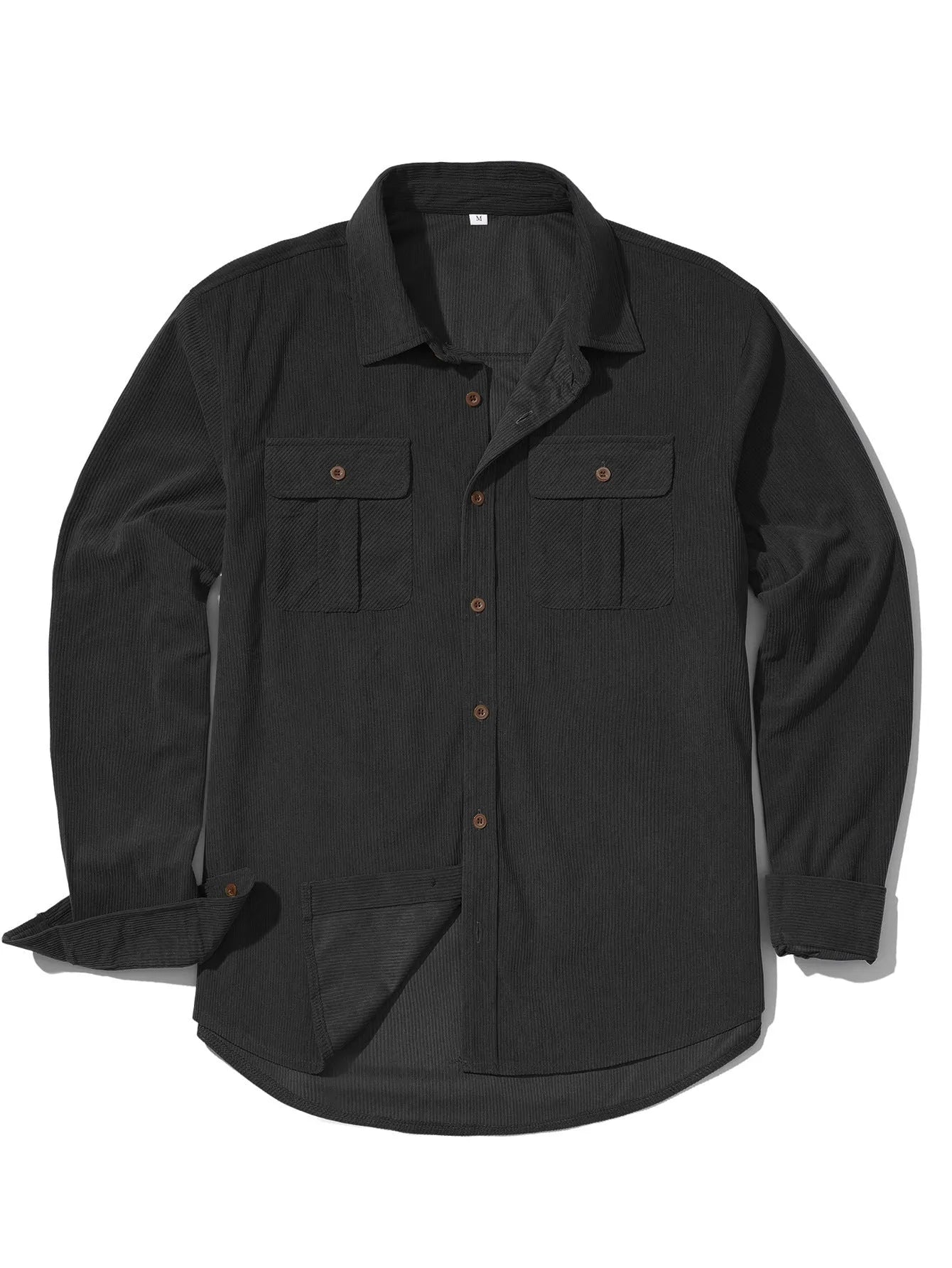 Men's casual corduroy shirt in Japanese retro style with long sleeves and loose fit