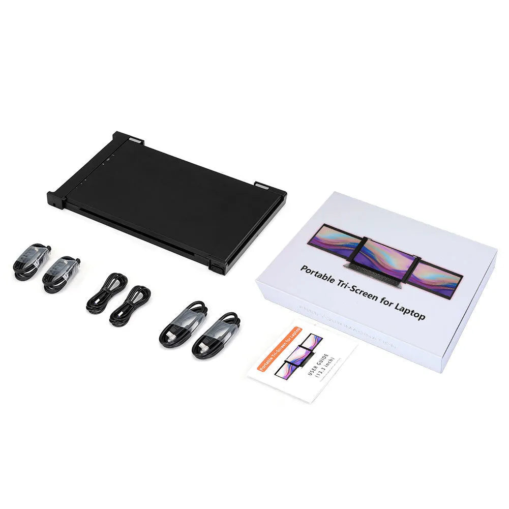 Black portable dual screen monitor with two 12.2-inch IPS 1920x1080 displays and USB-C HDMI inputs