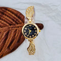 Women's stainless steel watch with round dial and Vachette clasp in gold, black and gold, or gold and white colours