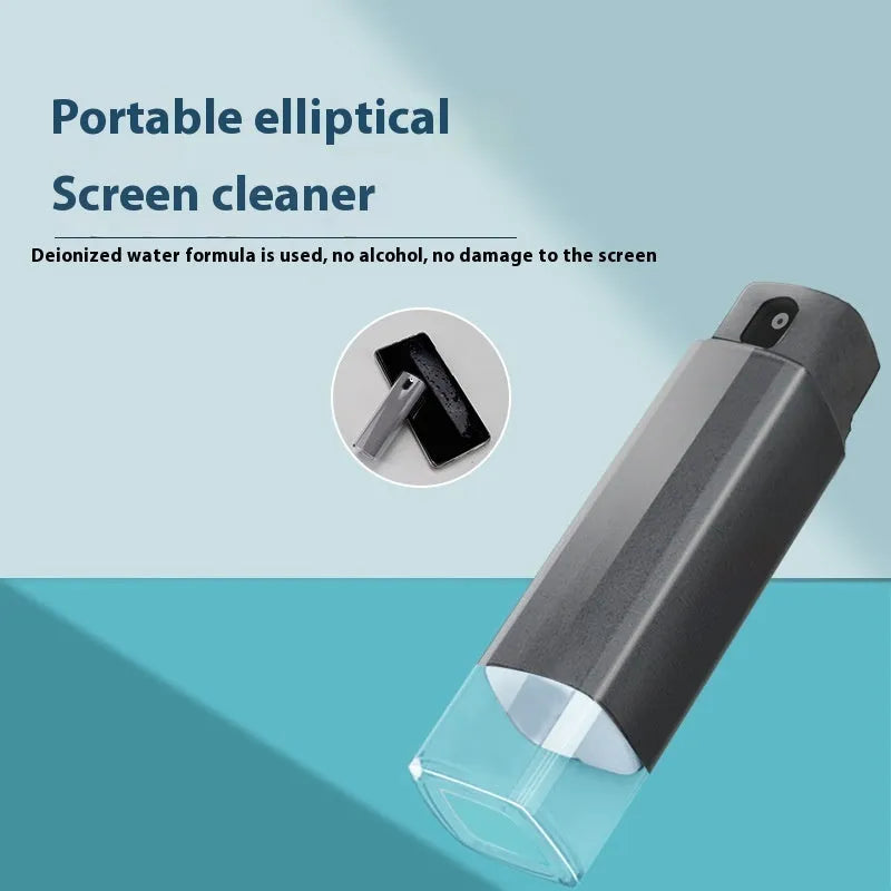 Screen cleaner with PC shell for mobile phones, tablets, and laptops, available in pink, purple, red ribbon, or yellow strap colours