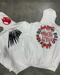 Black and white printed skull pattern hooded sweatshirt with loose cardigan fit