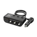 GC01 black one-to-three USB car cigarette lighter splitter with three independent ports and 12-24V input