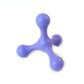 Blue silicone three-legged puppy chew toy for teething relief and dental cleaning