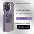 PC phone case with 360 rotary magnetic bracket for iPhone, shockproof and heat dissipation, graphite black colour-plating finish