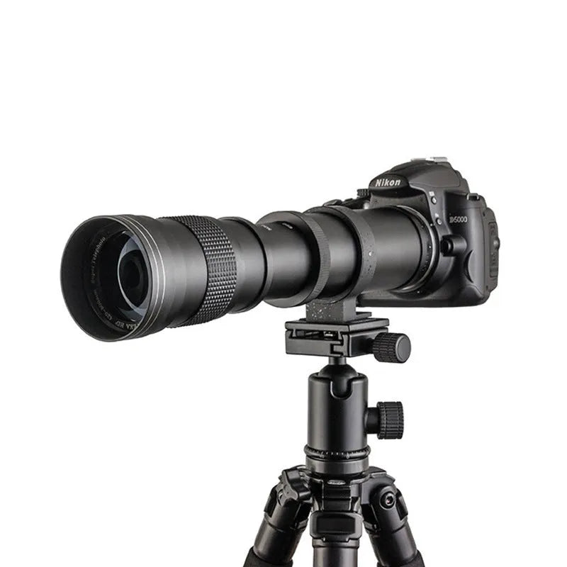 420-800mm manual zoom camera lens adapter with 67mm filter thread shown extended