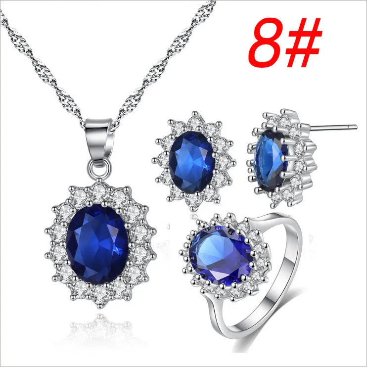 Sunflower jewelry set with copper necklace, ring, and stud earrings on display
