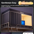 Integrated mosquito net bed curtain for 0.9m beds in gentleman grey with light blocking design