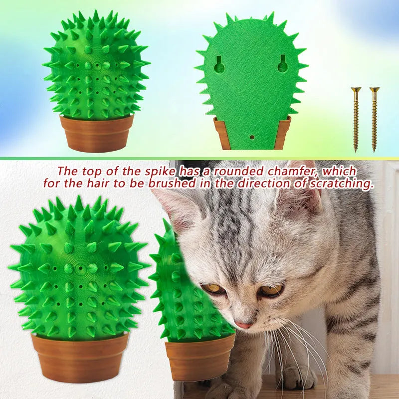 Creative Pet cactus cat scratch board in green plastic with comb feature, size 9x4x11 cm