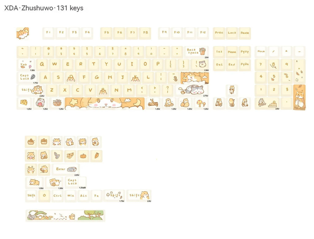 Custard dessert themed XDA profile plastic keycaps for mechanical keyboards.