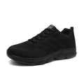 Women's mesh breathable running shoes with Flyknit upper, flat heel, lace-up closure, in white, black, and black-pink colourways