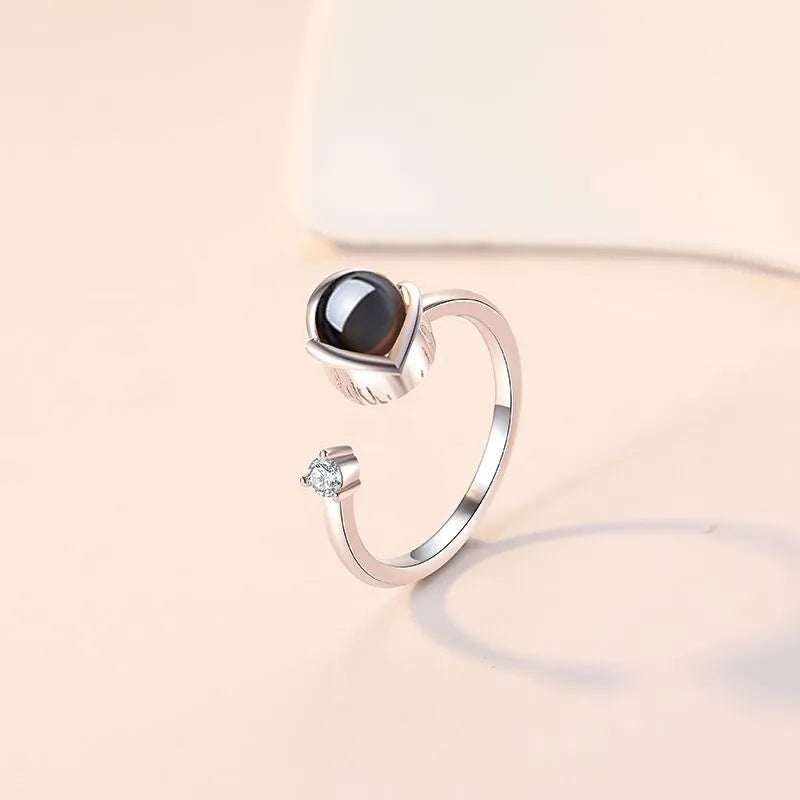 Projection custom couple ring in rose gold copper with adjustable band