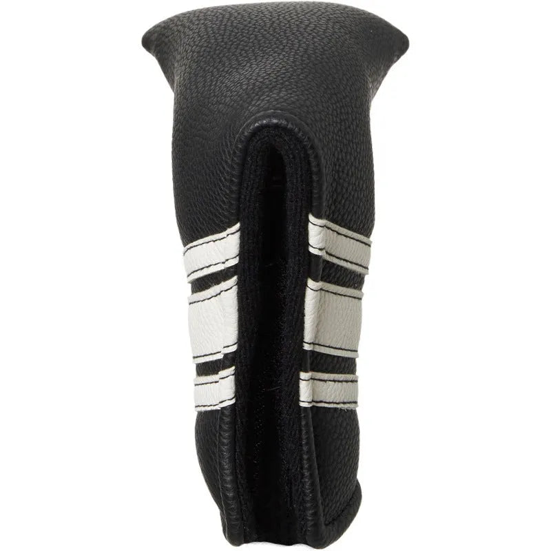 Black PU leather golf push rod case sleeve for protecting club heads.