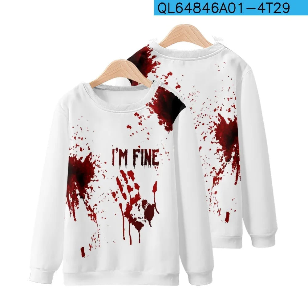 Round neck sweater with Halloween 3D print on polyester fabric for men daily wear