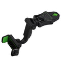Rotating navigation bracket mounted on car rearview mirror showing left-right adjustment