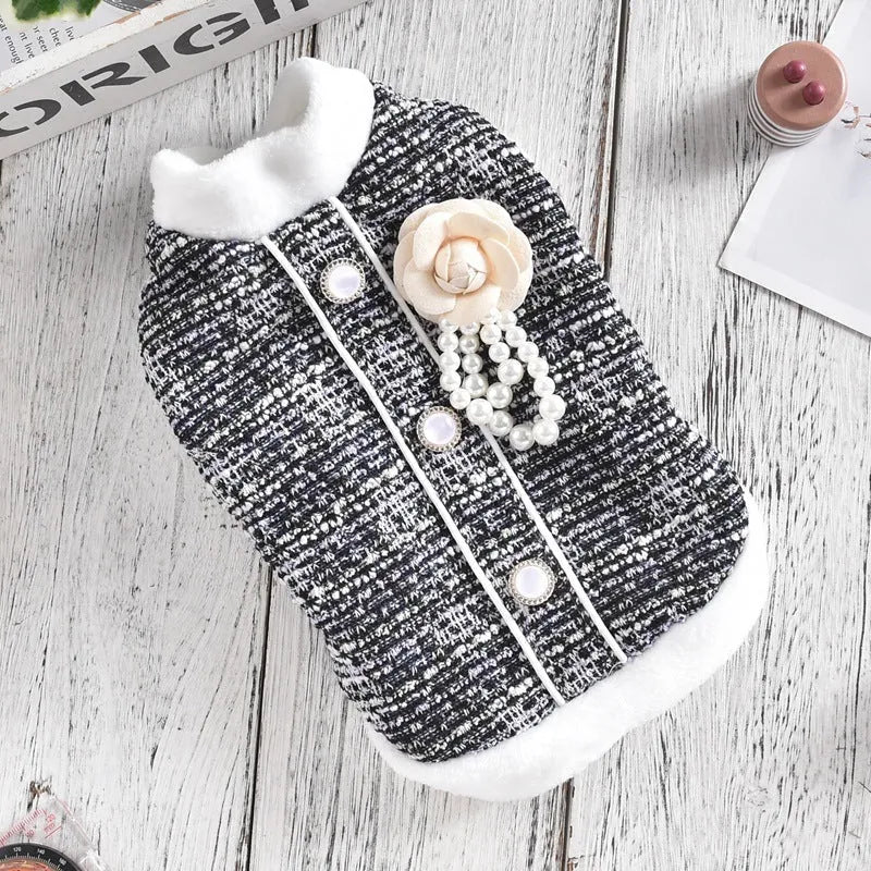 Black and purple PU cat sausage jacket shown in eight sizes for small and medium felines