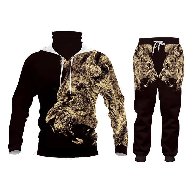 Men's casual tracksuit set with hoodie and pants, digital print, cashmere blend, goose down filling, available in styles A B C
