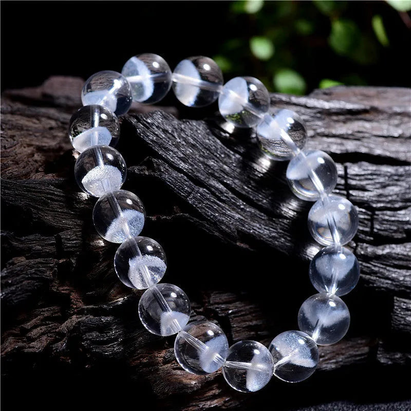 Women's white crystal pyramid bracelet with Ruyi design elements and grinding texture