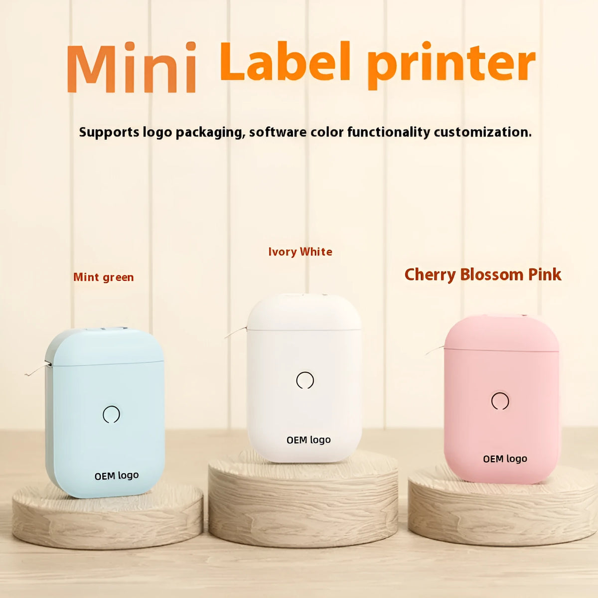 D11 AIYIN White portable Bluetooth thermal label printer on a desk with label roll visible