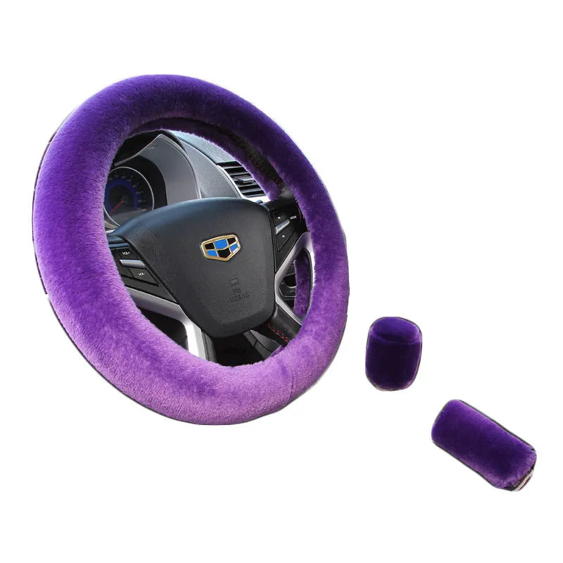 Sheepskin and wool steering wheel cover set of 6 in various colours for 38cm diameter wheels