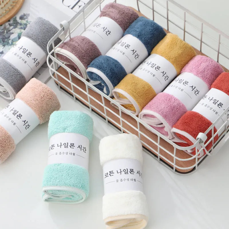 30x60cm coral fleece face towel in thickened high density weave with edging, available in nine colours