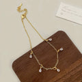 Korean style zircon jewellery set with necklace, earrings, and anklet featuring geometric meteor shower design
