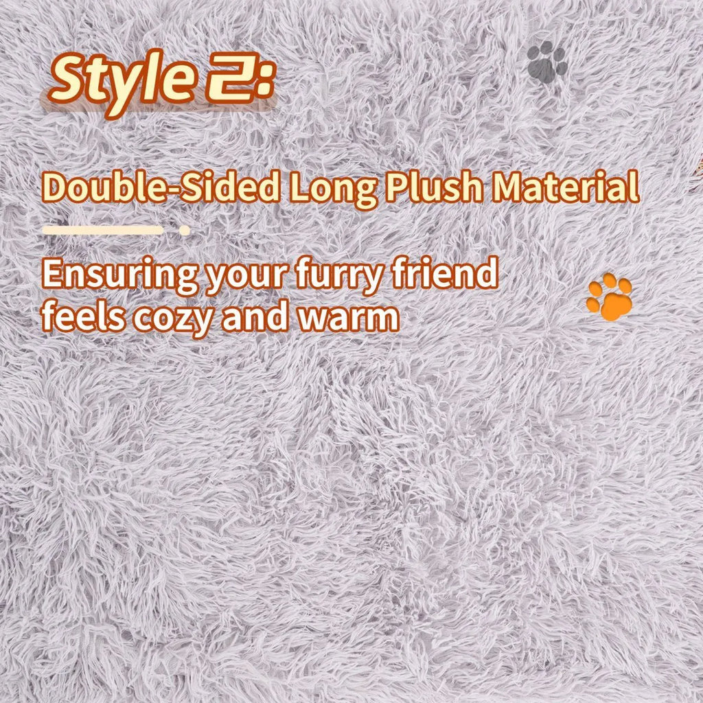 Light grey velvet plush pet blanket shown on a sofa, with a small dog lying on it.