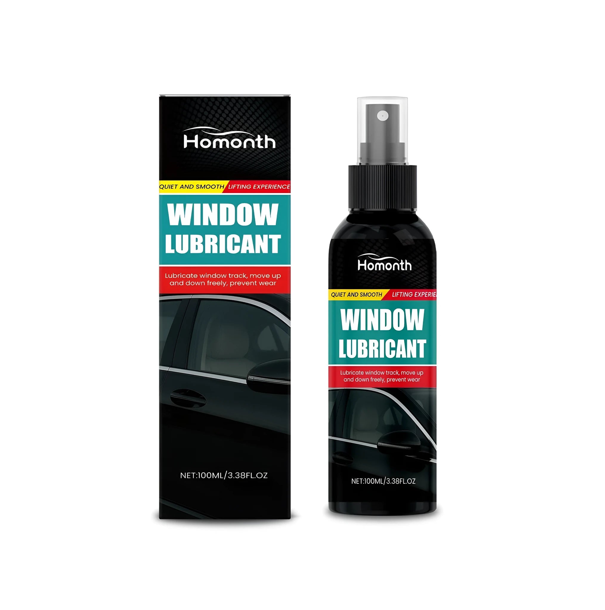 Window lubricant 100ml pump spray bottle for noise reduction on sliding tracks