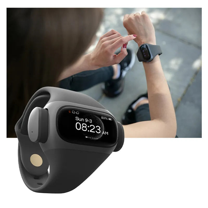 Wrist wear true wireless Bluetooth headset in W20PRO Grey with 1.2-inch screen and silicone band