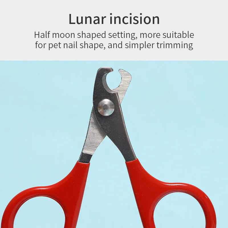 Professional pet nail clippers with stainless steel blades and coloured rubber grip handle