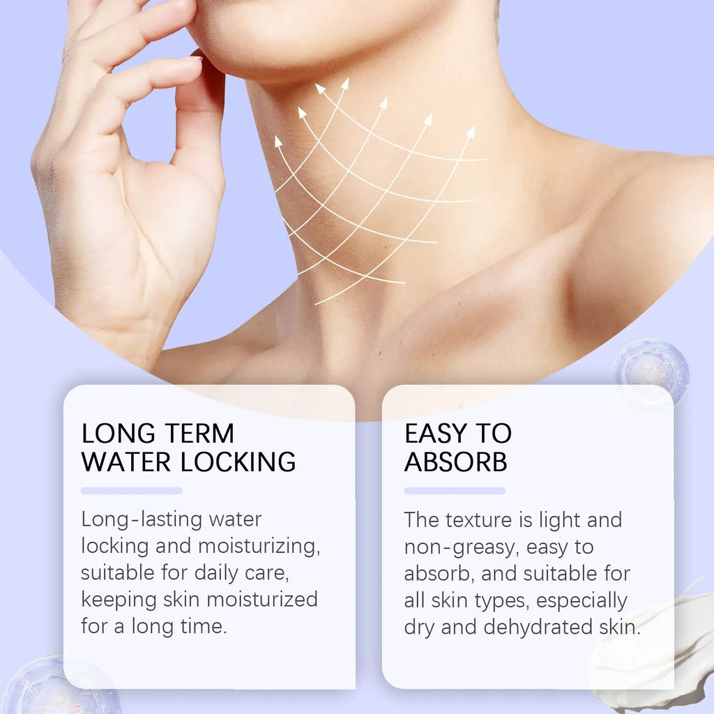 50g neck skin cream jar with coffee extract and hydrolysed hyaluronic acid for moisturising skincare