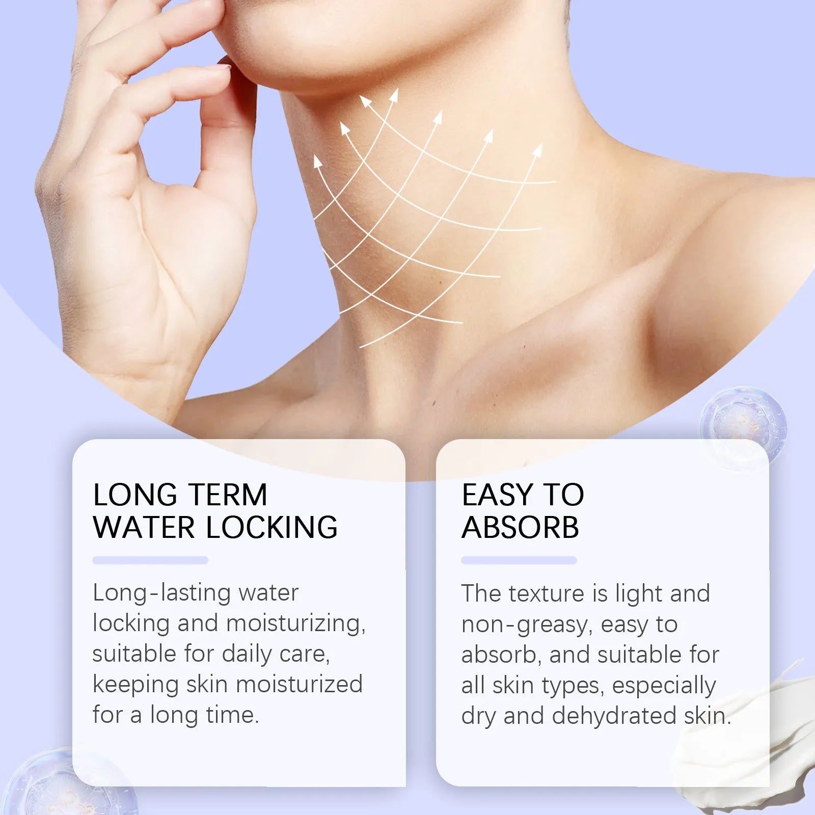 50g neck skin cream jar with coffee extract and hydrolysed hyaluronic acid for moisturising skincare