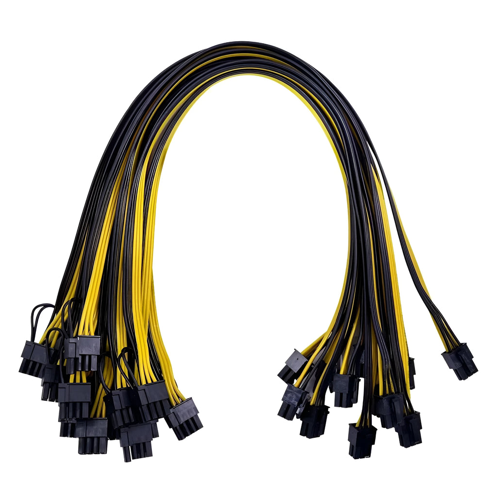 Yellow plastic 6pin to dual 8pin graphics card power supply adapter cable 70cm