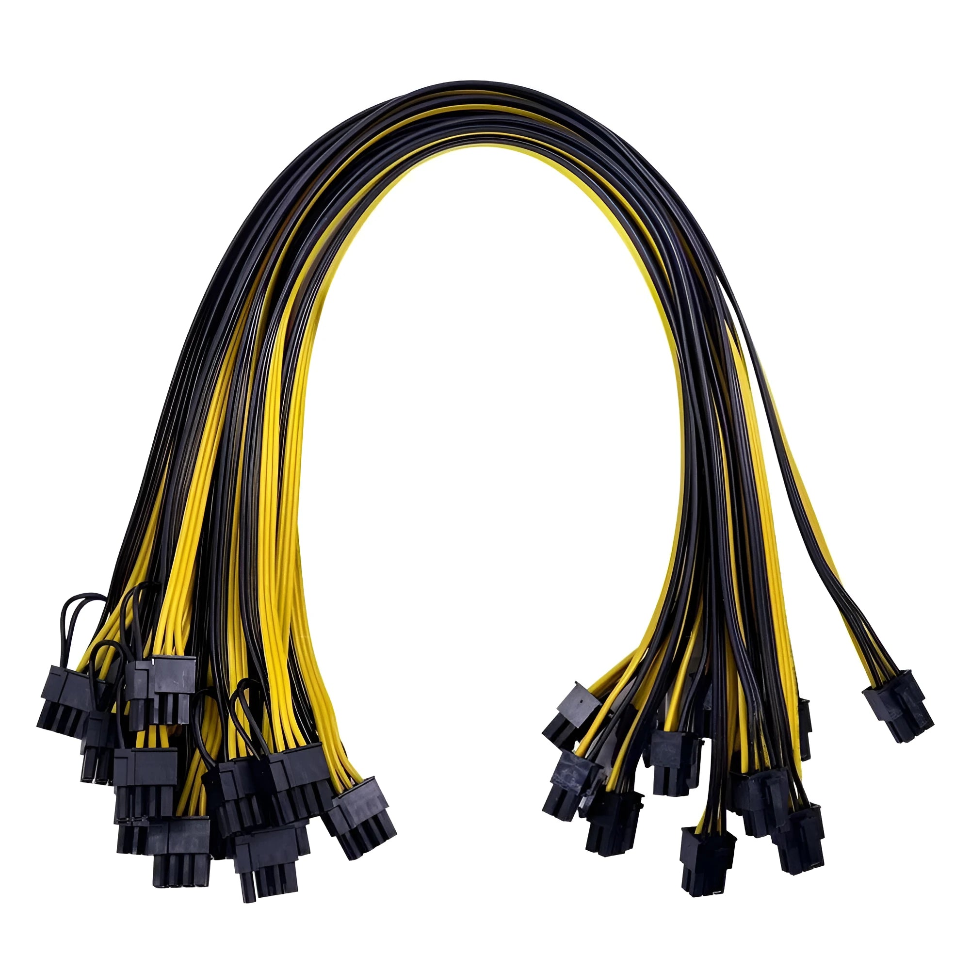 Yellow plastic 6pin to dual 8pin graphics card power supply adapter cable 70cm