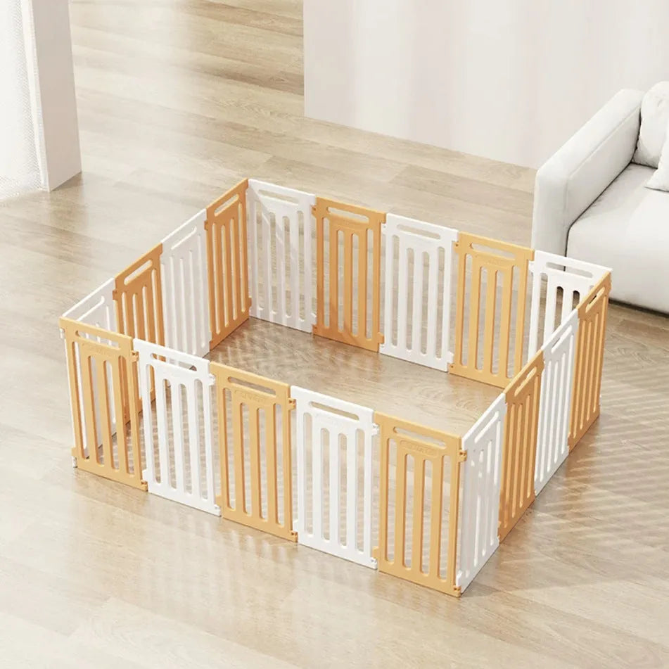 Plastic indoor dog isolation fence panels in green white, yellow white, red white or all white, 8 to 24 pieces