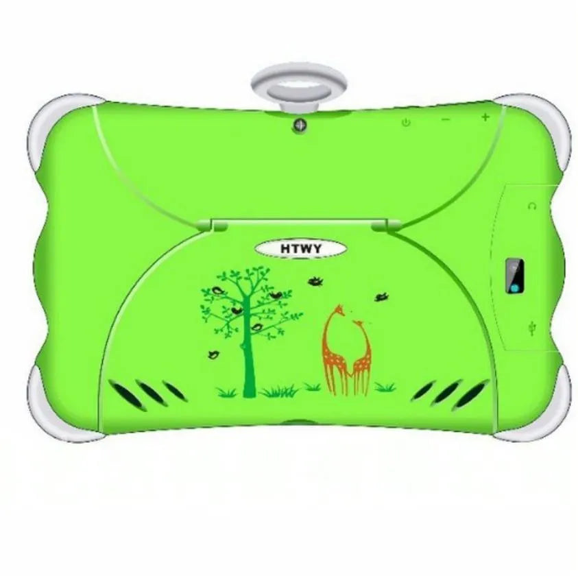 7-inch children's learning tablet with stand in cartoon colours showing IPS screen and 3G calling capability