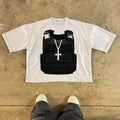 A printed cotton short-sleeve T-shirt with a retro street style graphic, shown in a contrast colour with a drop-shoulder fit.