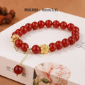 Natural agate bracelet with peach blossom copper parts showing 8mm bead size
