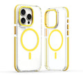 X transparent magnetic phone case with two-tone edge in black on an iPhone showing the back