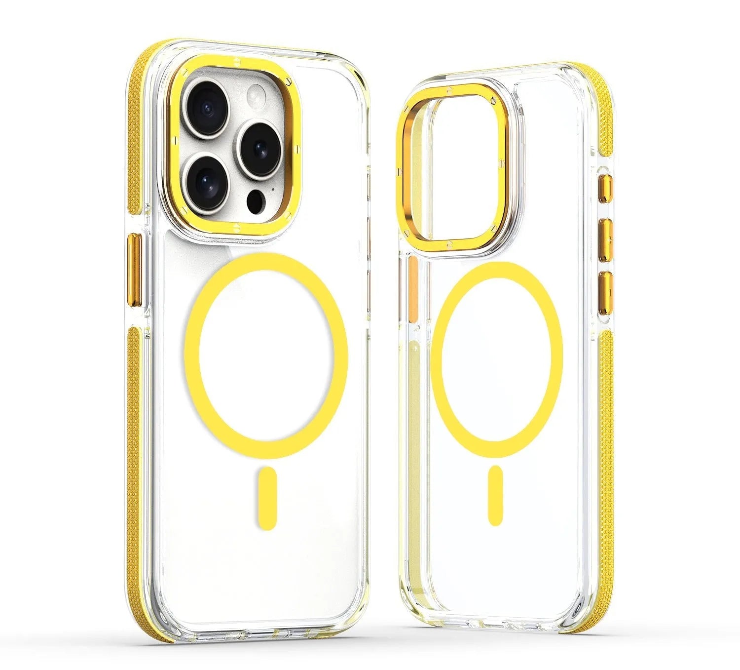 X transparent magnetic phone case with two-tone edge in black on an iPhone showing the back