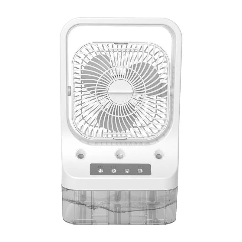White USB rechargeable household cooling fan with water cooling tank and adjustable head