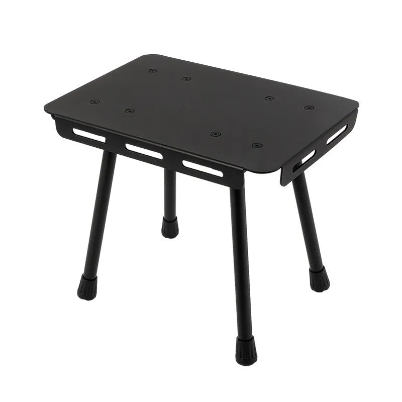CLS aluminium dual-use camping stool shown in Army Green, folded and with storage bag.