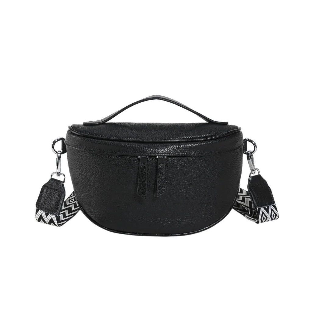 Ladies casual leather crossbody bag in top grain cowhide, soft finish, 25x14x9cm, beige colour