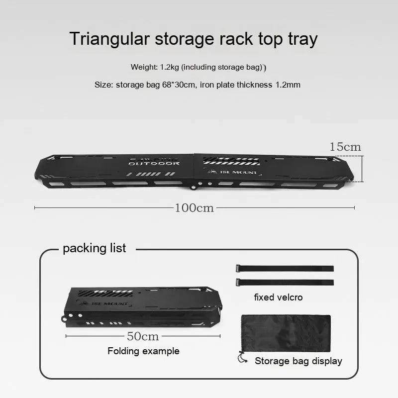 Aluminium alloy portable folding clothes drying rack with triangular frame and top tray, set up outdoors.