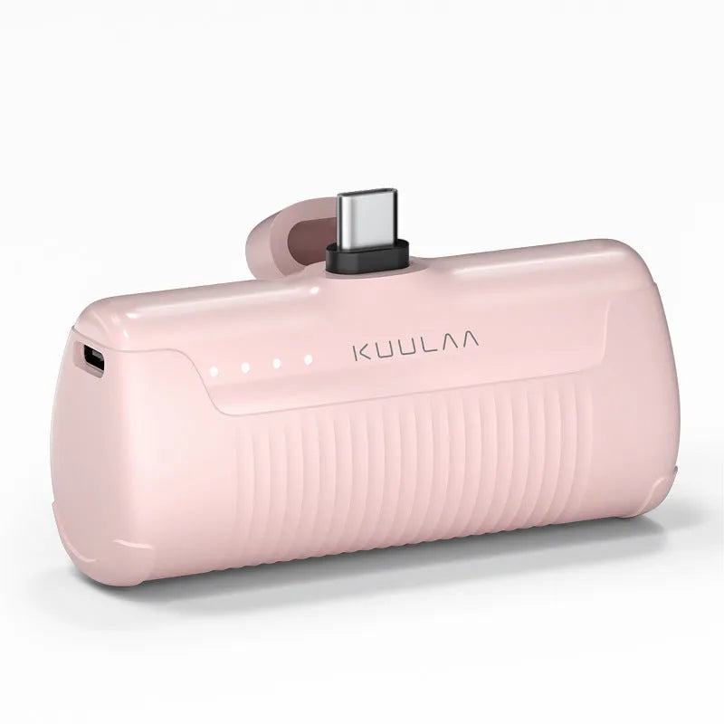 Mini capsule power bank 4500mAh plastic shell Type-C Lightning Micro USB 81x28x50mm in black white purple blue pink