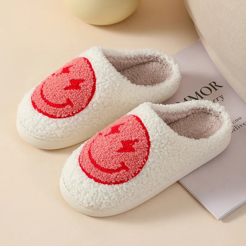 Women's plush cartoon love style slippers with a PVC sole in multiple colour options.