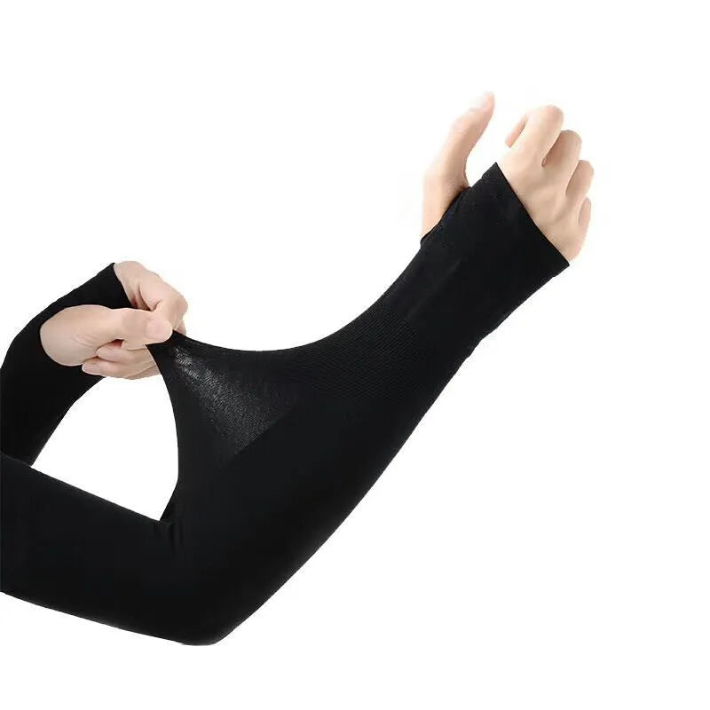 Unisex open finger driving ice sleeves showing nylon construction and colour options