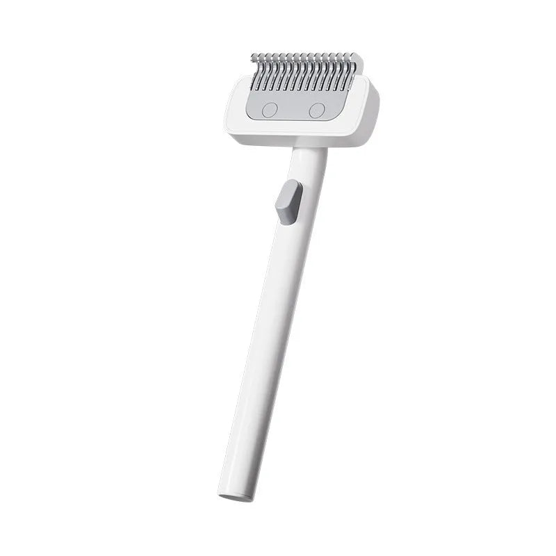 White and gray pet hair unknotting comb with stainless steel teeth for dogs and cats