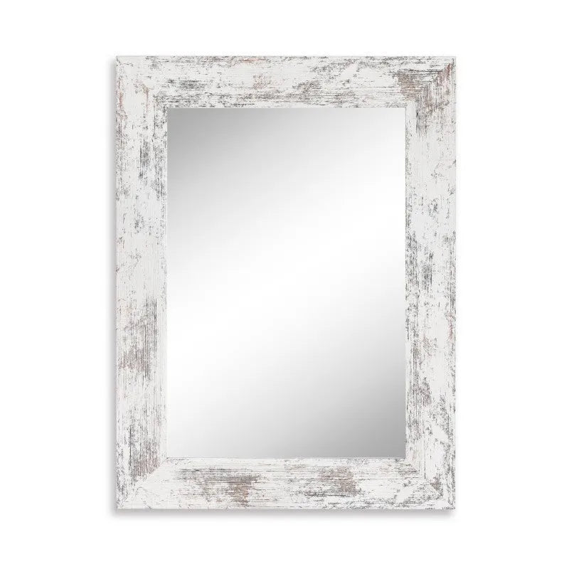 Wall-mounted modern pastoral bathroom dressing mirror with retro Chinese style MDF frame in Little White