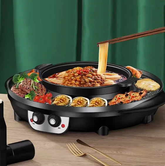 Multifunctional electric cooker hot pot barbecue all-in-one pot 5L 2300W Reunion Roast Black